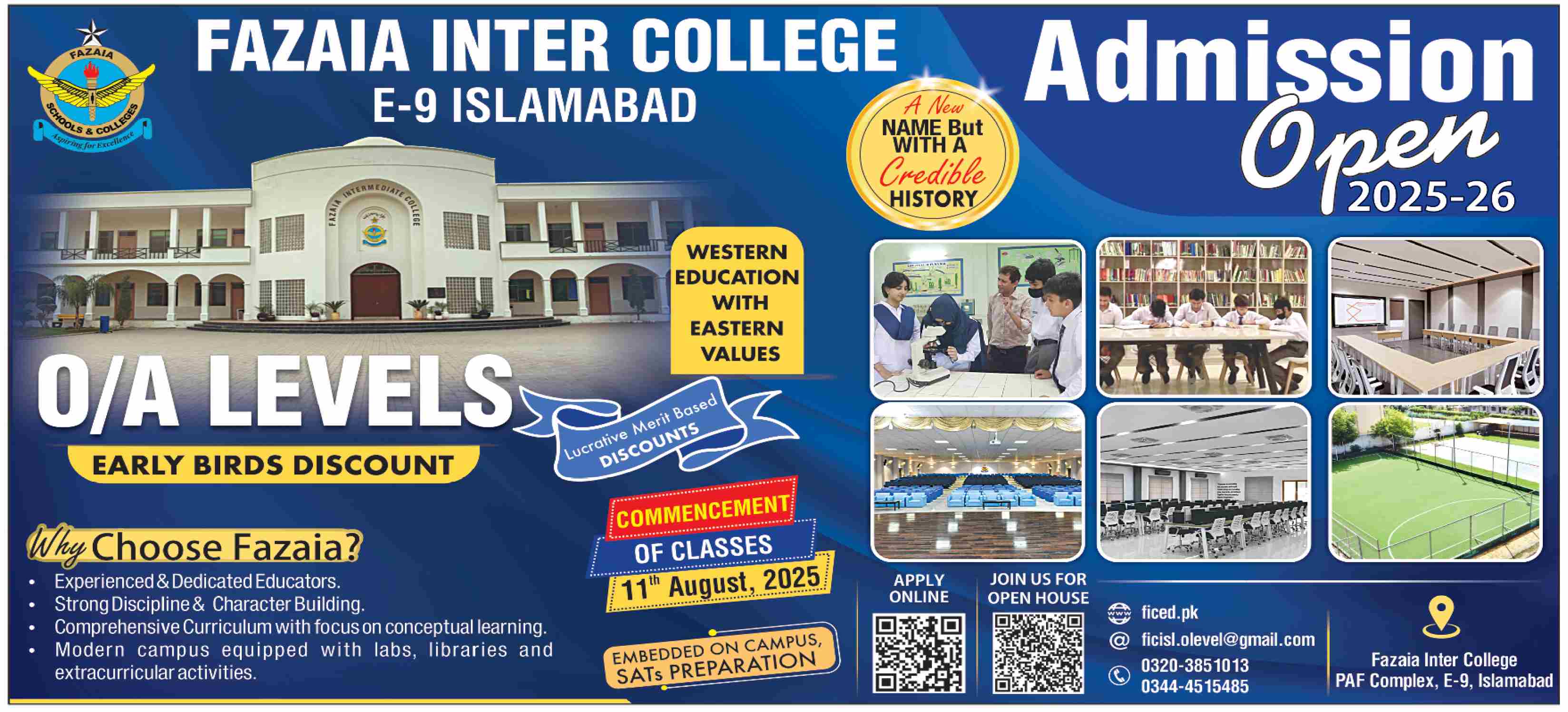 Admission Open in Fazaia Inter College Islamabad